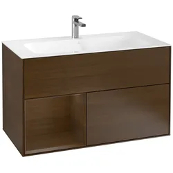 Villeroy und Boch Finion Waschtischunterschrank F030GNGN 99,6x59,1x49,8cm, Regal links Walnut veneer, Walnut veneer