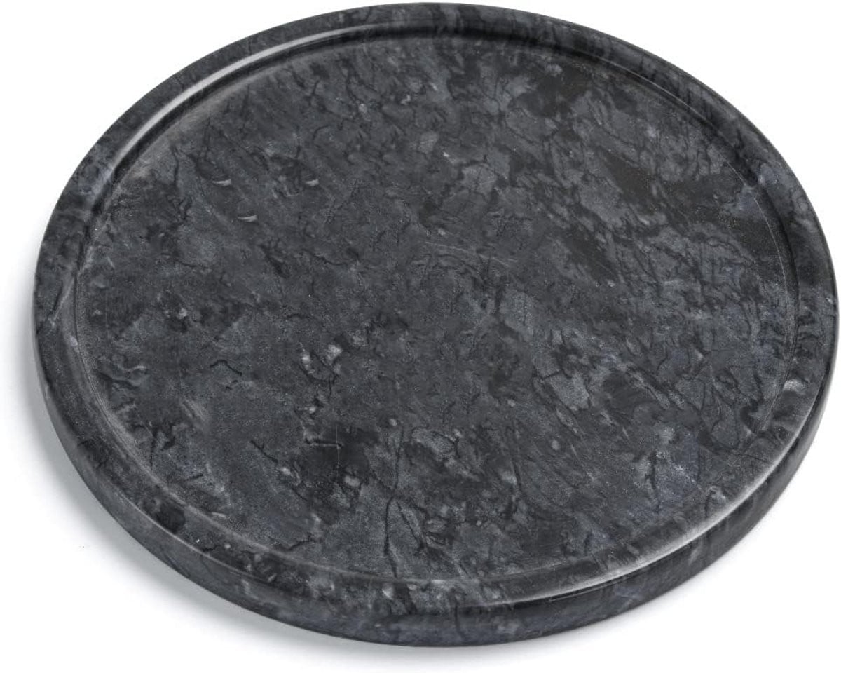 Rond Zwart Marmeren Dienblad - Decoratief Natuursteen Dienblad voor Keuken en Badkamer