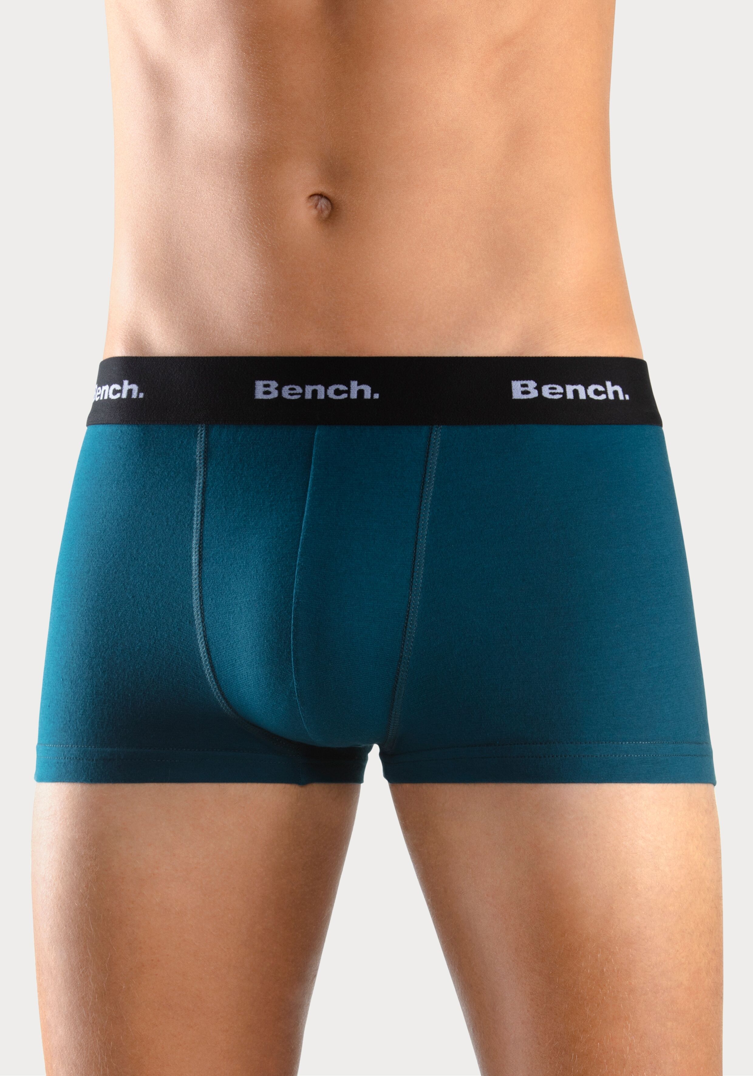 Hipster BENCH., Herren, Gr. S, 4 Stk., bunt (navy, bordeaux, petrol, anthrazit), Jersey, Obermaterial: 95% Baumwolle, 5% Elasthan, unifarben, körpernah, Unterhosen Hipster, knapp sitzende Boxershorts aus Baumwollmischung navy, bordeaux, petrol, anthrazit 