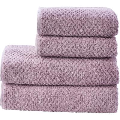 Handtuch Set DONE. "Provence Honeycomb", rosa (altrosa), 4 Stk., Walkfrottier, Walkfrottier, Walkfrottier, Handtücher, in Honigwaben-Optik, mit Fransen