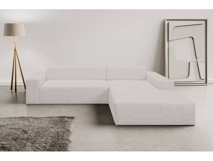 Ecksofa WERK2 Zeus-XL, urbanes Curvy Design, bequemes Mega-Sofa, große Sitztiefe , natur, B:311cm H:70cm T:210cm, 100% Polyester, Sofas, Ecksofa
