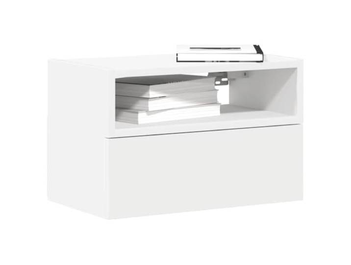 HEFZGDB Wand-Nachttische 2 Stück Weiß 45x26x28,5 cm mit Schublade und Ablage – Stauraum Lösung für Schlafzimmer, Raumsparend Montage, Langlebiges Holzwerkstoff Material