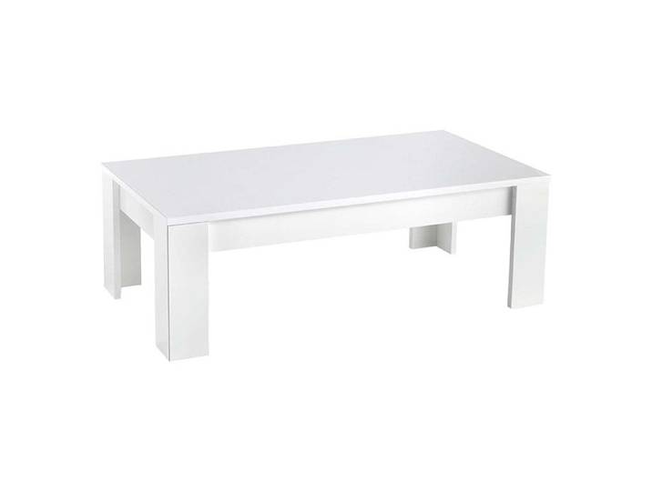 DENAE - Table Basse Rectangulaire L126cm Laquée Blanc Brillant