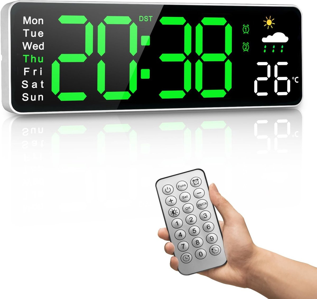 Digitale Wandklok 12 Inch met Afstandsbediening