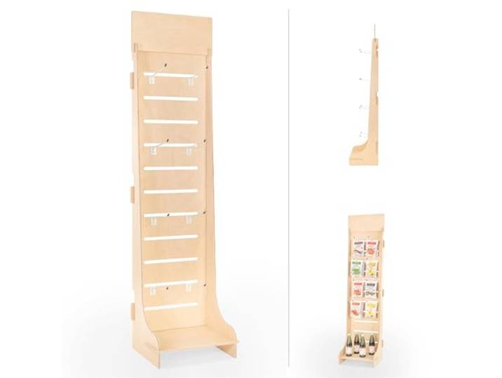 Esposit Aufsteller, Verkaufsaufsteller, Ladenaussteller, aus Holz, vom Boden, für Blisterverpackung, Haken inklusive, H. 165 cm (Medium)