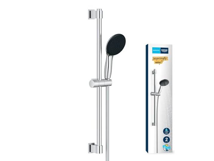 GROHE Vitalio Start 110\, Ensemble de Douche avec Douchette Ronde 2 jets\, Barre 60cm\, Flexible 1\,75m\, Economie d'Eau\, A coller avec GROHE QuickGlue ou à visser\, Chromé\, 27948001