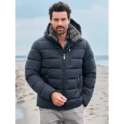 ENGBERS GERMANY Herren Steppjacke mit abnehmbarer Kapuze Blau regular uni Kapuze - 60