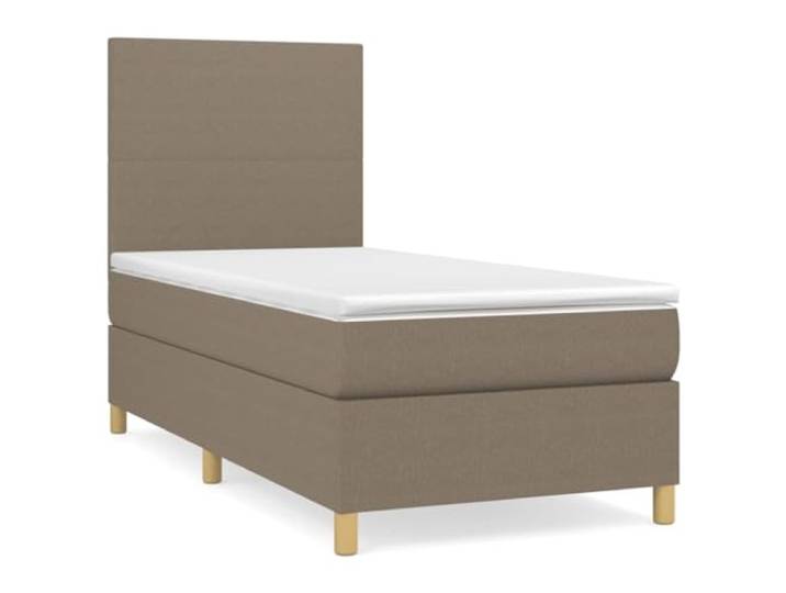 PUGYNBK Boxspringbett, 100 x 200 cm, Taupe Verstellbares Kopfteil, Taschenfederkernmatratze, mittlere Unterstützung, atmungsaktiver Bezug