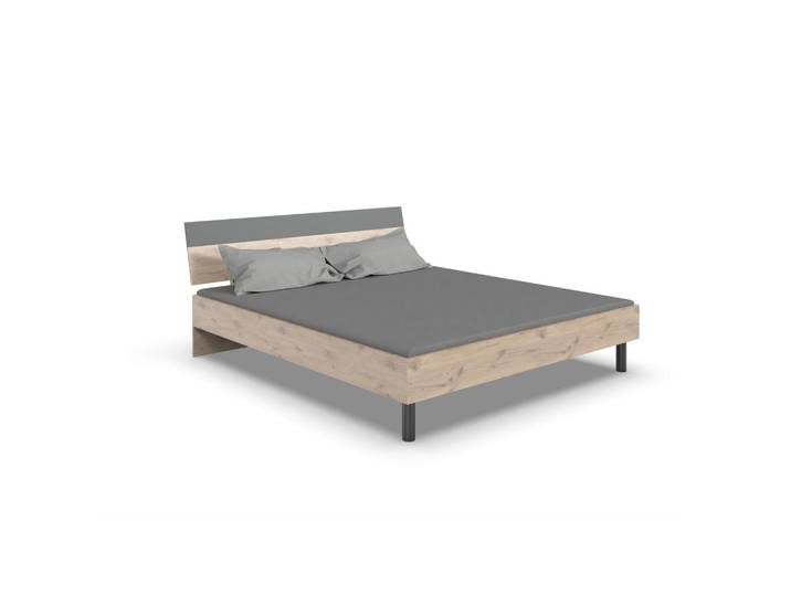 Boxxx Bett, Graphit, Eiche, Metall, 180x200 cm, in verschiedenen Größen erhältlich, Schlafzimmer, Betten, Doppelbetten