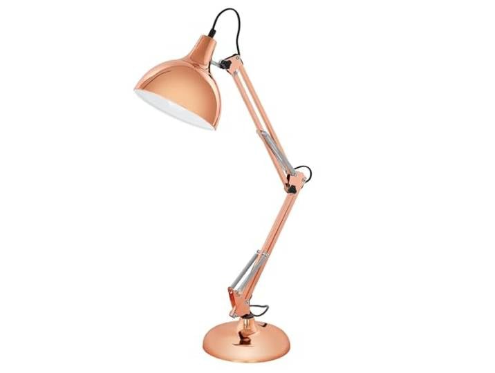 EGLO Lampe de table Borgillio\, lampe de bureau à flamme au design industriel\, lampe de chevet en acier\, couleur : cuivre\, douille : E27\, interrupteur inclus