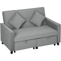 SCHLAFSOFA, 2-Sitzer Sofa mit Schlaffunktion, Verstellbare Rückenlehne, Rollen