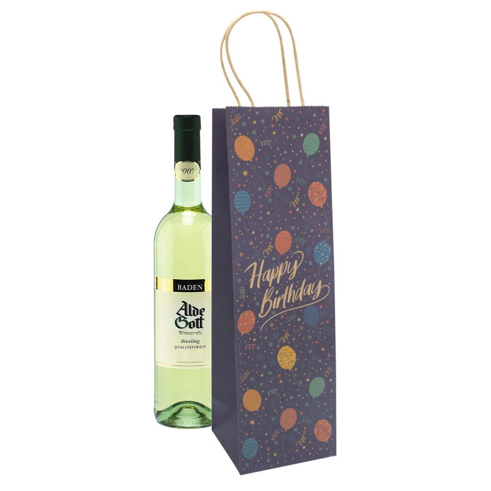Idena Geschenktüte für Flaschen Geburtstag Motiv 12,0 x 39,0 cm, 1 St. 030400