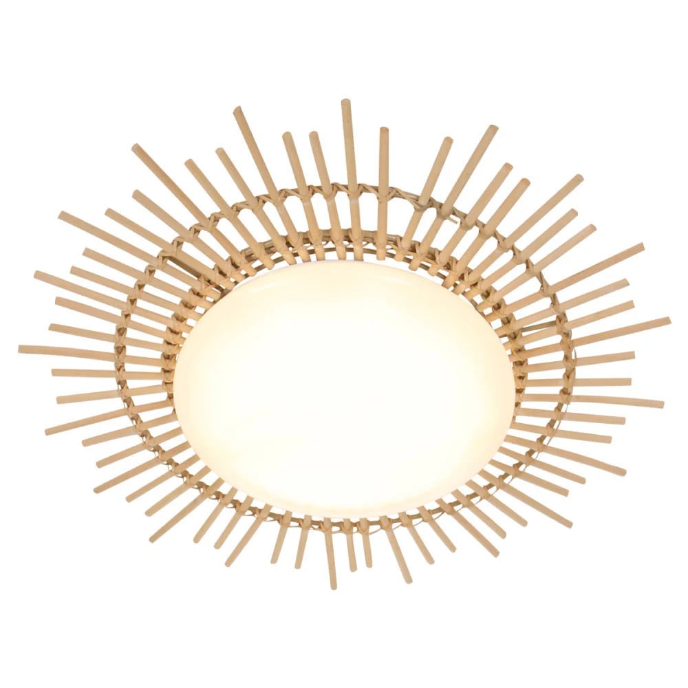 Anne Light & home Aura Plafondlamp van bamboe en hout - wit - Ø 50 cm