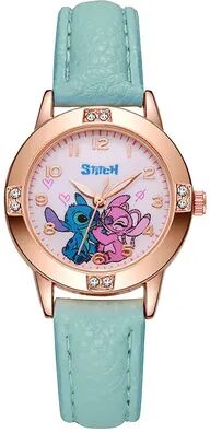 Tiny Tots Teens Trends Stitch Quartz Watch For Kids, Disney Children's Watch With Imitation Diamond Belt green