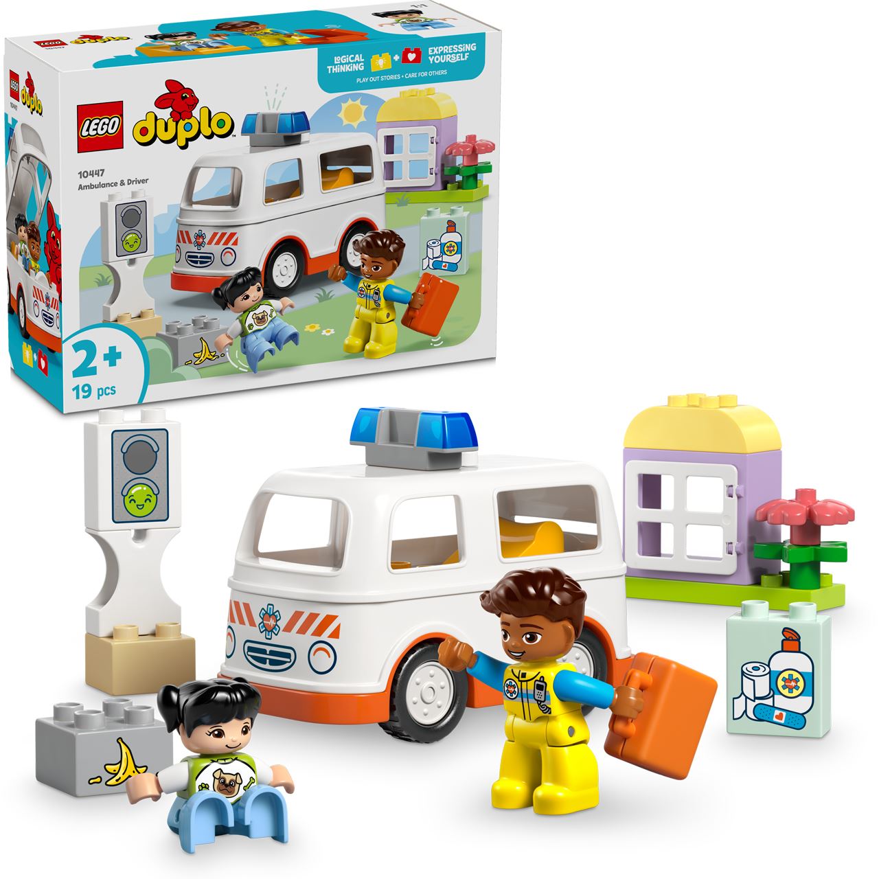 LEGO DUPLO 10447 Rettungswagen mit Fahrer, Lernspielzeug für Kleinkinder