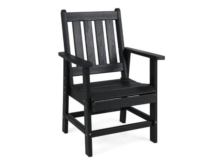COSTWAY Chaise de Jardin Extérieur en HDPE avec Accoudoirs Assise Incurvée Fauteuil Adirondack pour Intérieur Extérieur Noir