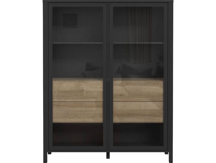 Highboard FORTE High Rock , schwarz, B:121,3cm H:152,3cm T:40,2cm, Sideboards, Highboard, Breite ca. 121 cm