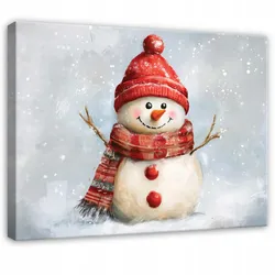 LEINWANDBILD Schneemann Schnee Rot 60x40 cm
