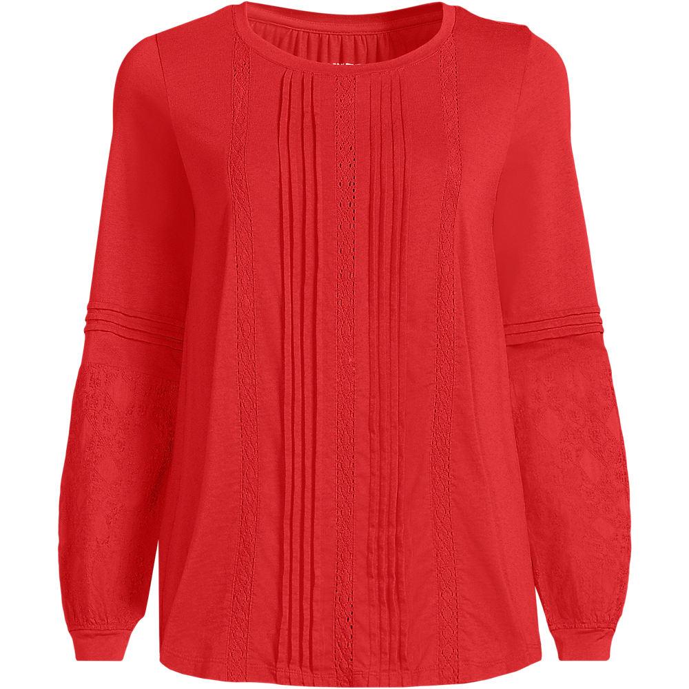 Biesenshirt aus Baumwoll/Modalmix für Damen, Damen, size: regular, Rot, Baumwoll-Mischung/Viskose-Mischung, by Lands' End