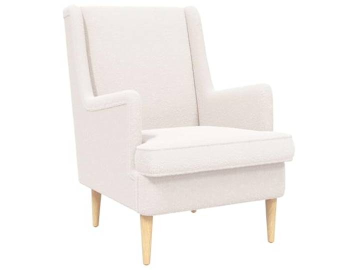 Boucle Sessel Creme mit Schaumstoff, Metallrahmen, Für Wohnzimmer und Boucle-Stoff, flauschige Sitzfläche, stabiler Rahmen, modernes Design, pflegeleicht, einfache Montage
