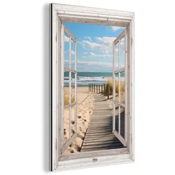 METALLBILD Fenster - Meer - Küste - Natur - Ausblick - Strand - Wattenmeer 20x30 cm
