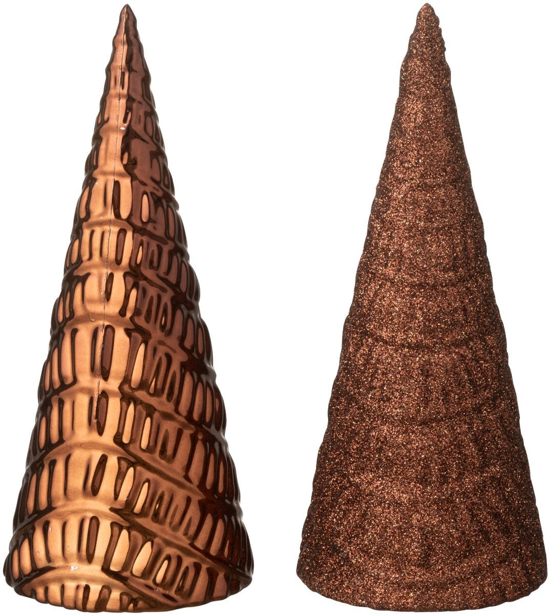 J-Line kerstboom decoratie - kunststof - donkerbruin - 2 stuks