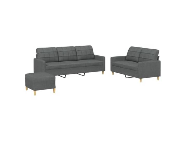 GHVBNMF 3-tlg. Sofagarnitur mit Kissen Dunkelgrau Stoff Couch Set Modernes Polstermöbel Set mit Hocker für Wohnzimmer, dick gepolstert mit stabilem Metall- und Sperrholzgestell.