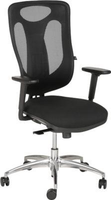 Topstar Bürostuhl Net Pro 100, mit Armlehnen, Punktsynchronmechanik, Bandscheibensitz, Netzrücken, Stiftung Warentest GUT 2,3, schwarz/alusilber