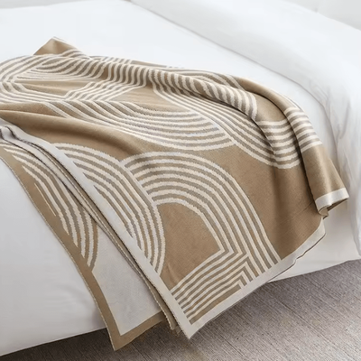 Inspire Curations Nordic Geometric Knitted Throw Blanket khaki 130x210cm
