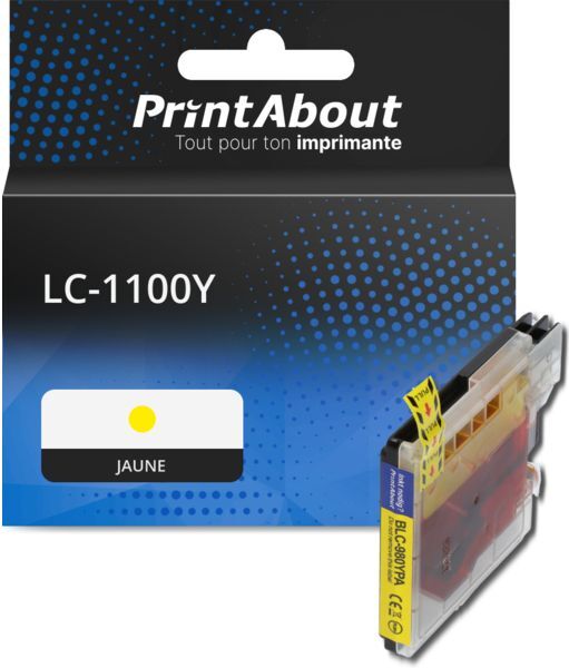 Cartouche PrintAbout compatible pour Brother LC-1100Y - Jaune
