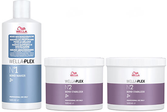 1500ml Wella Professionals WELLAPLEX Salon Kit (No. 1 Bond Maker 500ml + No. 2 Bond Stabilizer 2 x 500ml + Dosierspender + Pumpflasche)