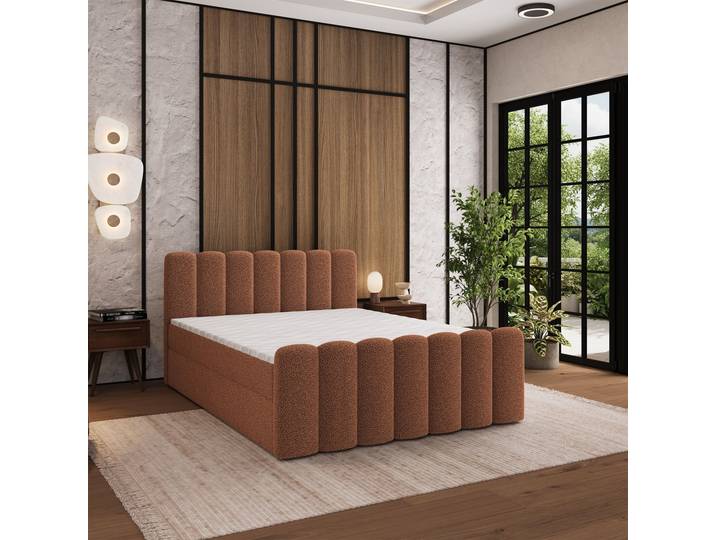 Masseno Boxspringbett CELLA mit Bettkästen 160x200 cm - Kupferfarben, QUELLE 54