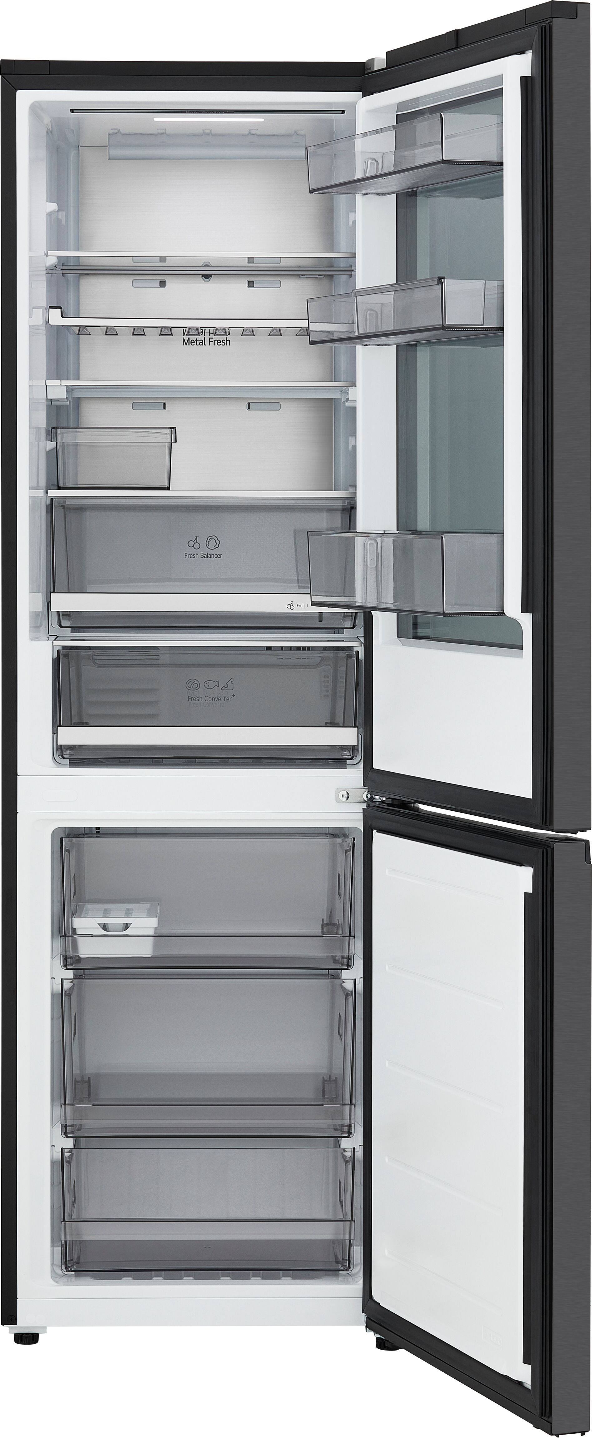 LG Kühl-/Gefrierkombination "GBGS514CEV", Energieeffizienz: C, schwarz (essence schwarz steel), Rechtsanschlag, wechselbar, Kühlschränke, InstaView, FRESHConverter+, Total No Frost, Zero Clearance+, ThinQ, Kühl-/Gefrierkombination