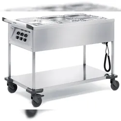 B.PRO SAW 3, Speisenausgabewagen aus rostfreiem Edelstahl 3 Einzelbecken mit Temperaturregler, fahrbar