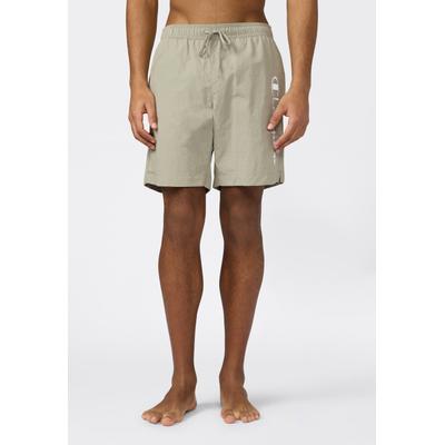 Badeshorts CHAMPION "Beachshort Standard Fit", Herren, Gr. XXL, N-Gr, beige (mdg), Web, Polyamid, unifarben, Badehosen Badeshorts, mit Logostickerei, unifarben, pflegeleicht, schnell trocknend