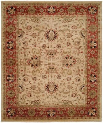 KALATY Traditional Beige Hand-Knotted Wool Area Rug