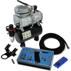 Wiltec Einsteiger Airbrush Kompressor Set AS189 Airbrushpistole DA116 Zubehör