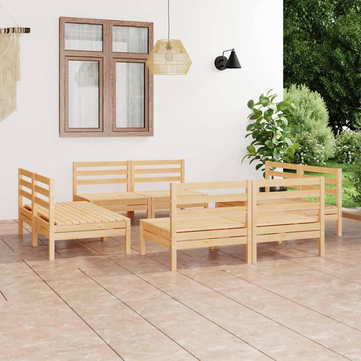 8-TLG. Gartenlounge Set Sitzgruppe Gartenmöbel Set Gartensofa Gartengarnitur Gartenlounge Sitzgarnitur Balkonmöbel Massivholz Kiefer#1