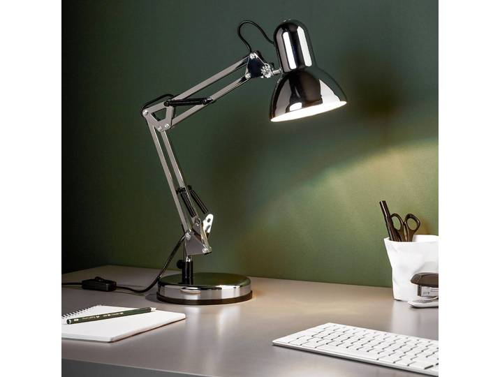 Brilliant Tischleuchtelampe Henry, chrom / silber, für Arbeitszimmer / Büro, Metall, Modern