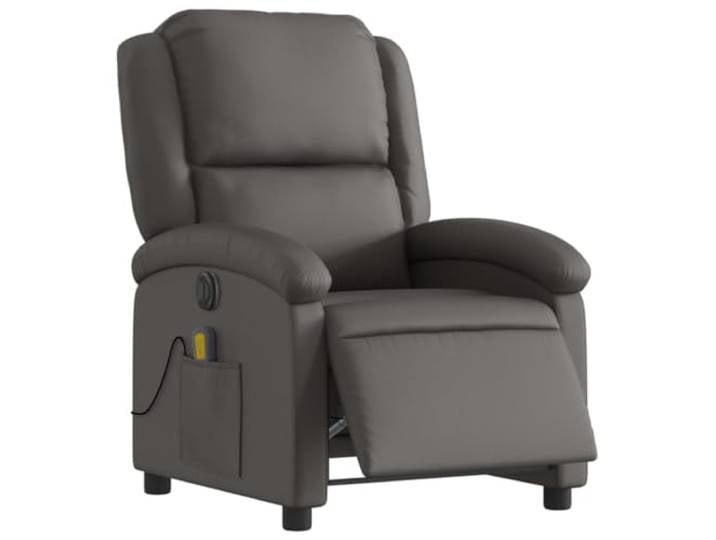 vidaXL Relaxsessel Elektrisch Grau Echtleder