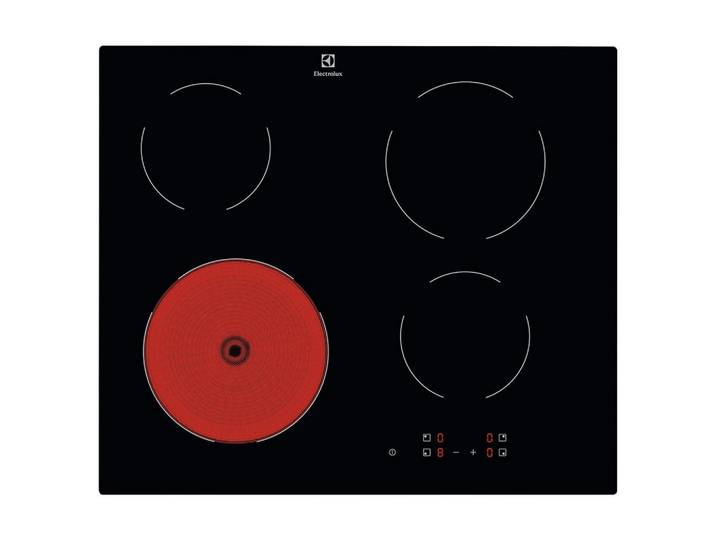 Electrolux Glaskeramikkochfeld, Schwarz, Glas, 57.6x5.0x50.6 cm, Hauptschalter, Restwärmeanzeige je Kochzone, Küchen, Küchenelektrogeräte, Kochfelder, Glaskeramik-Kochfelder