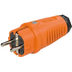 Schutzkontaktstecker Vollgummi Farbe orange/schwarz PCE
