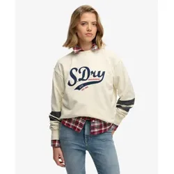 Superdry für Damen. W2012596A Varsity Script Lose Lose beige Sweatshirt (S), Lässig, Baumwolle