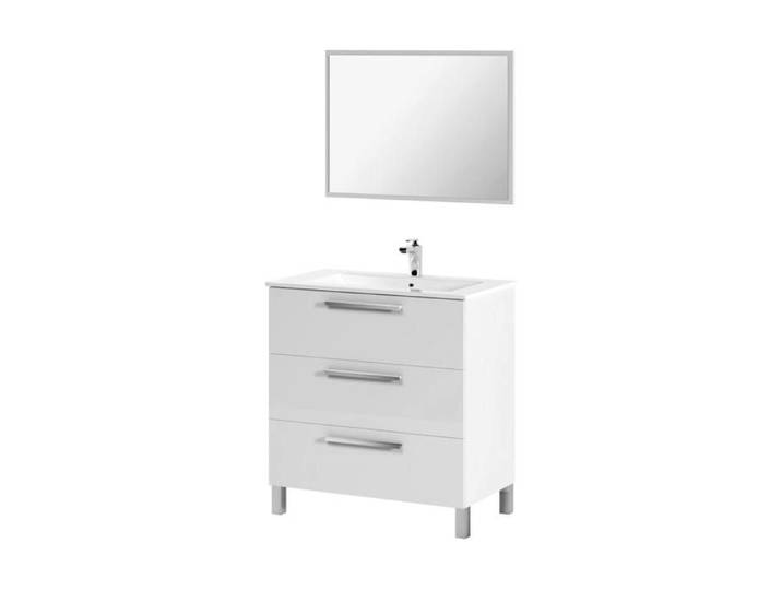 Meuble sous lavabo Dlo - Dmora - Melaminè - Blanc brillant 80x86h45 cm