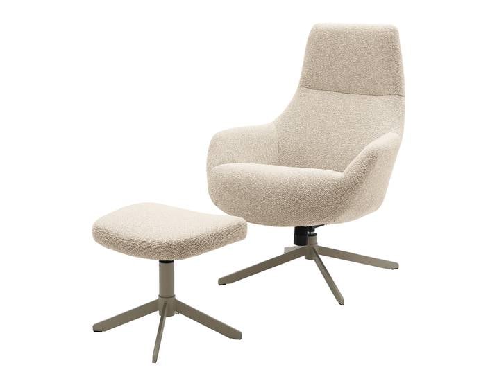 Loungesessel mit Hocker Beige Strukturstoff Libia Beige 76 x 100 x 81cm