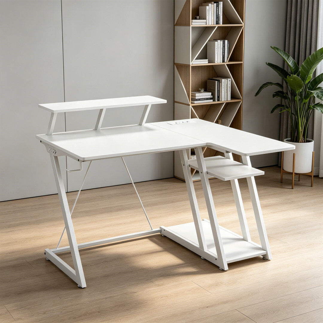 Rio L-Shaped Computer Desk White 75cm H X 90cm W X 80cm D