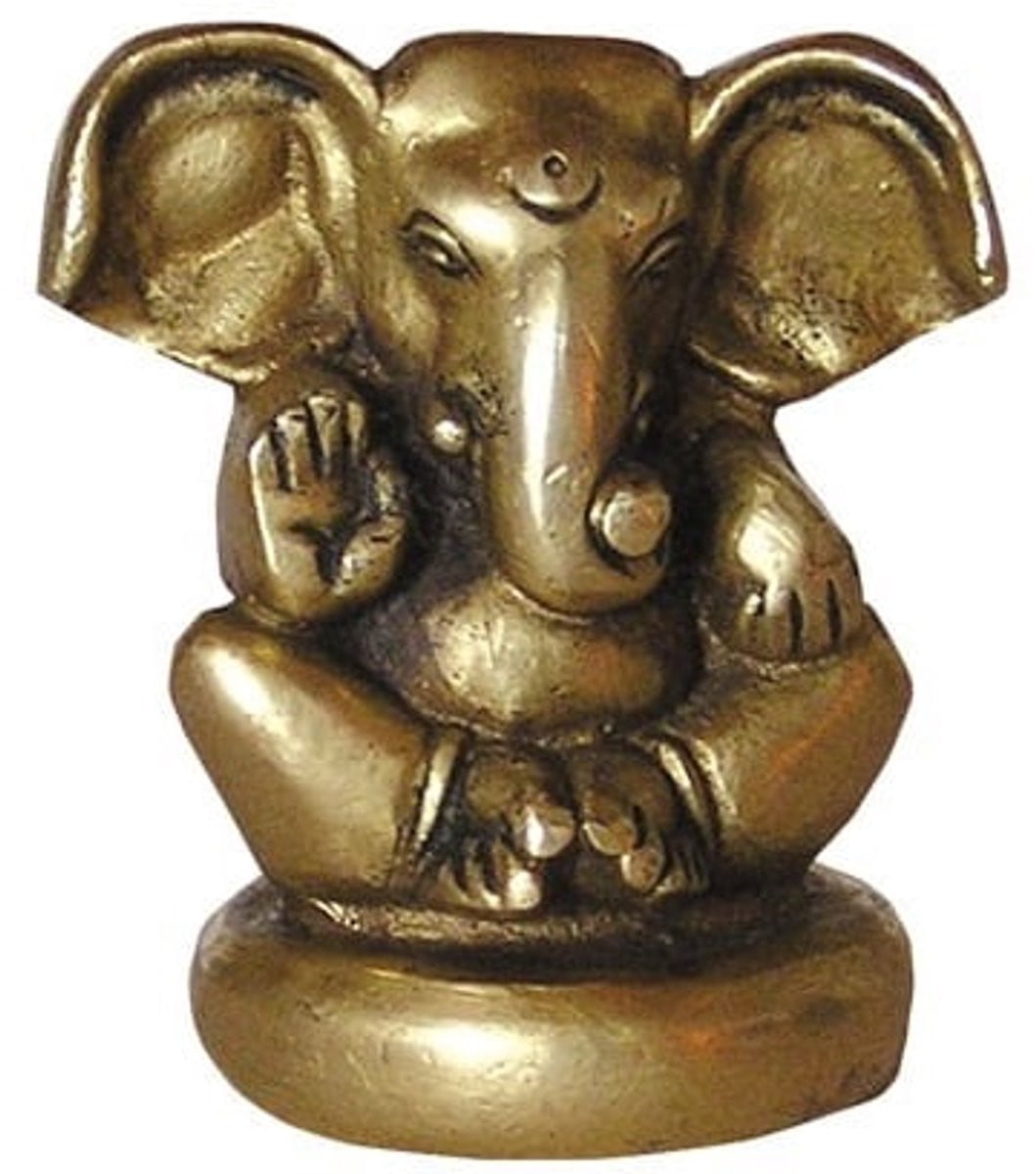Ganesha messing beeldje zittend 6 cm