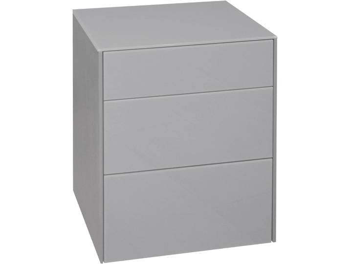 Kommode MÄUSBACHER Imola , grau (kreidegrau matt lack, glas kreidegrau glanz), B:52cm H:63cm T:42cm, Sideboards, Kommode, Mäusbacher Kommode, mit Glasfront und Glasoberplatte, 2 Schubladen