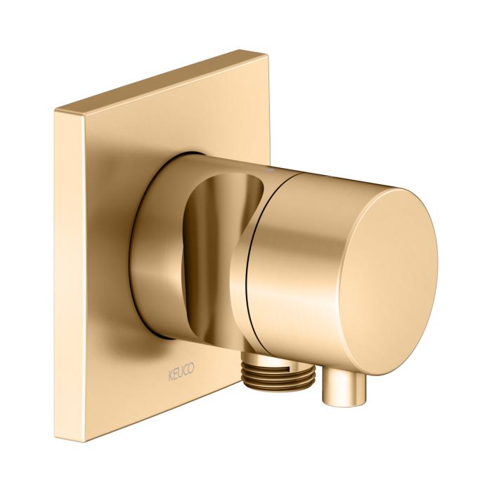 KEUCO IXMO Fertigmontageset 59541251202 messing gebürstet, Unterputz-Absperrventil, eckig, Schlauchanschluss/Brausehalter