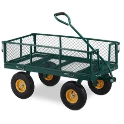 Relaxdays Handwagen für den Garten Dunkelgrün,Gelb,Schwarz